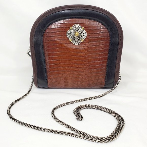 Brighton Bags Brighton Vintage Black Brown Leather Small Saddle